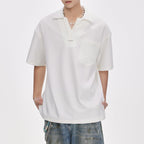 Fake Two-piece American Polo Collar Loose T-shirt