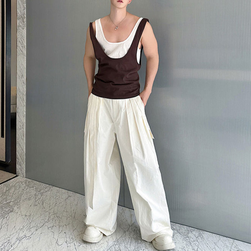 Contrast Color Layered Casual Sleeveless Vest