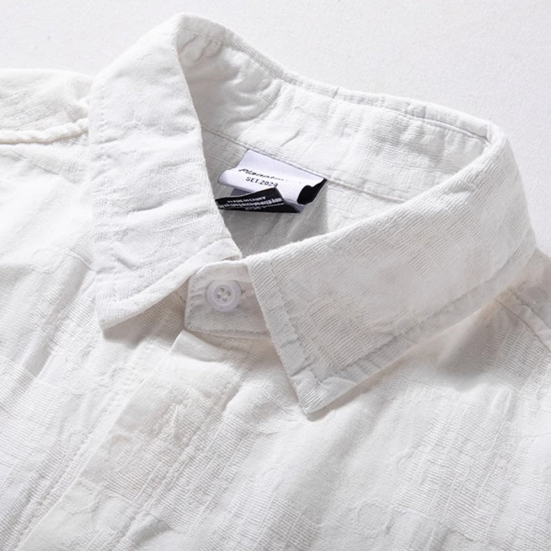 Jacquard Loose Casual Short-sleeved Shirt