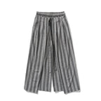 Vintage Striped Linen Thin Loose Wide Leg Culottes