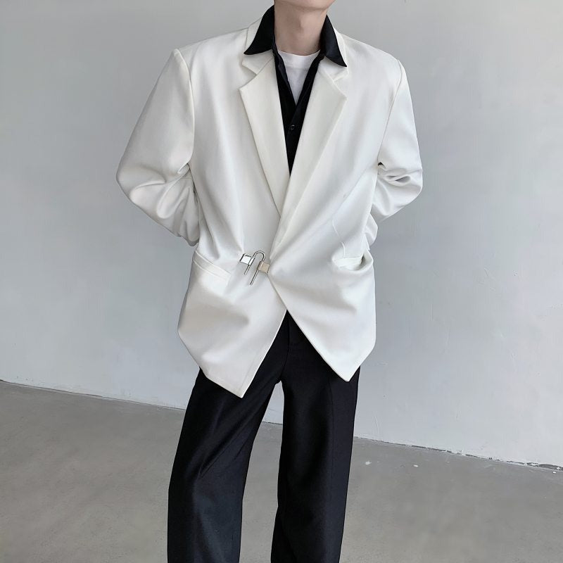 White Suit Jacket with Metal Buttons