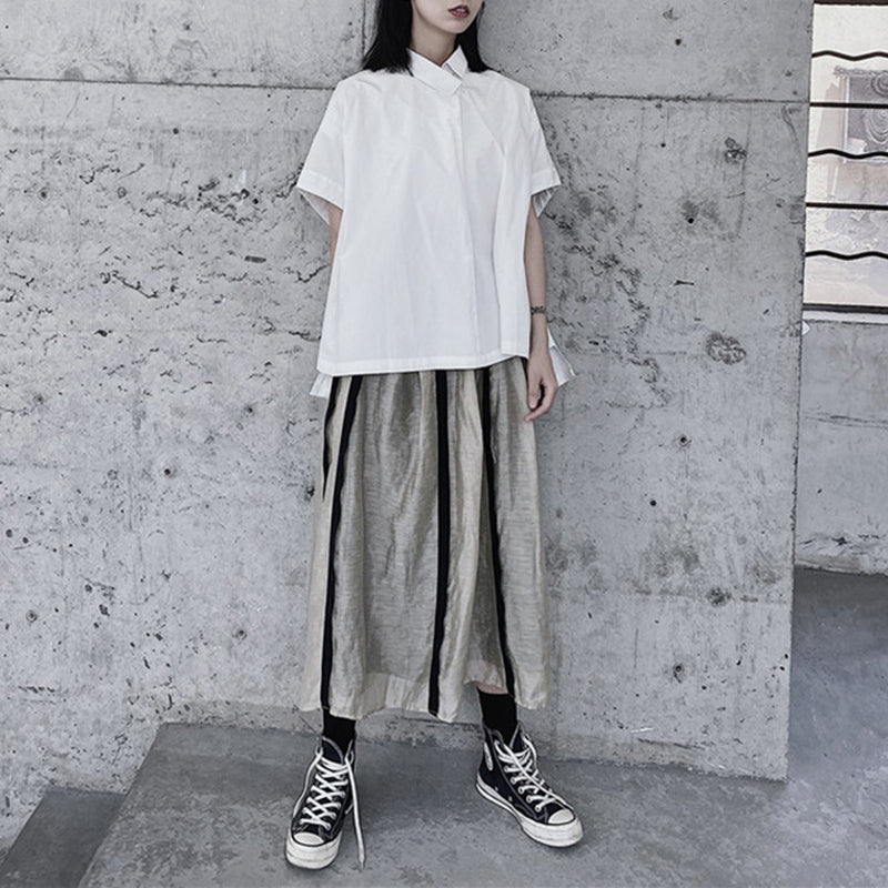 Vertical Stripe Side Zip Skirt