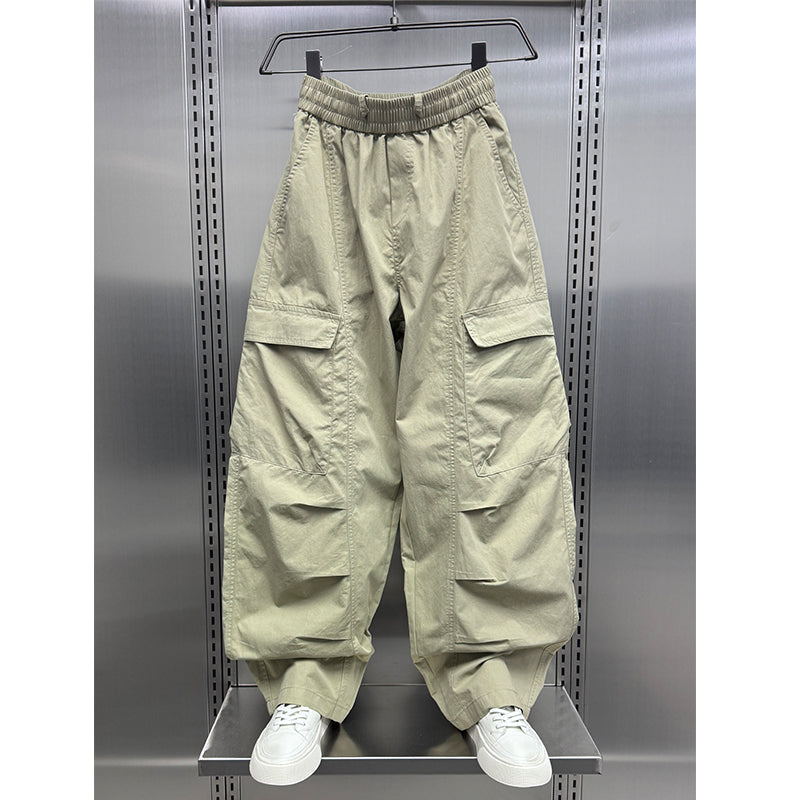 Ice Silk Loose Straight Cargo Trousers