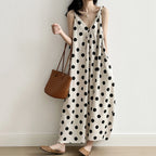 French V-neck Polka Dot Sleeveless Vest Dress