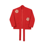 Retro Cirrus Embroidered Red Suit Jacket Wide-leg Trousers Two-piece Set
