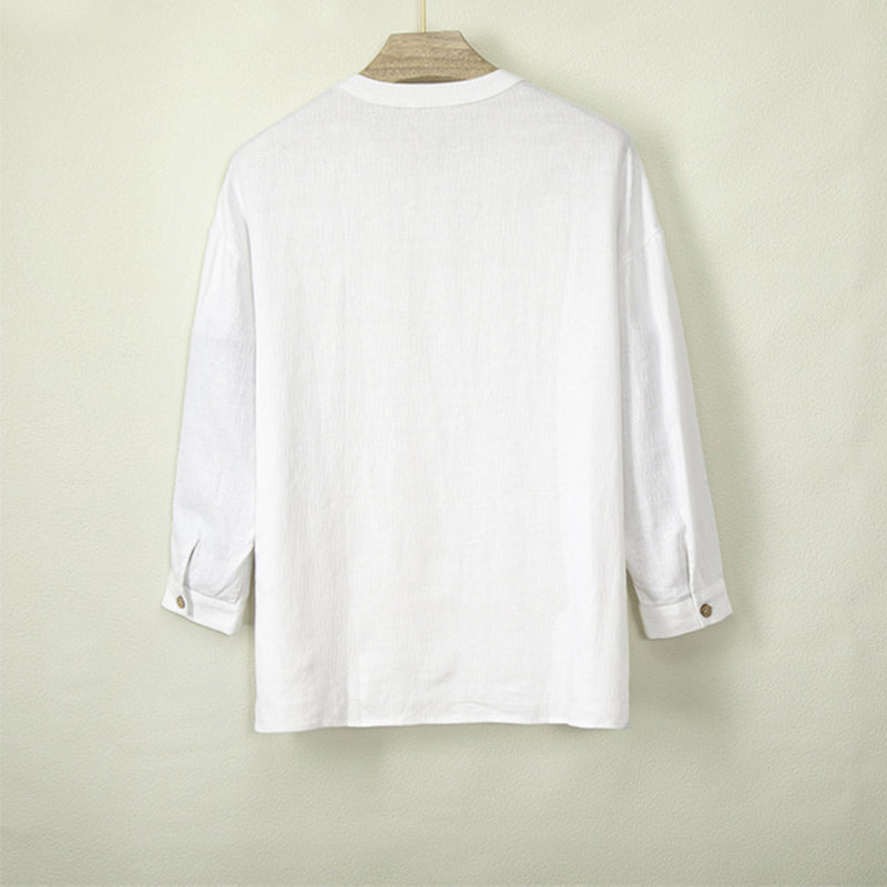 Round Neck Casual Three-quarter Sleeve T-shirt