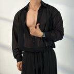 【50 Shades of Black】Transparent Tulle Loose Shirt