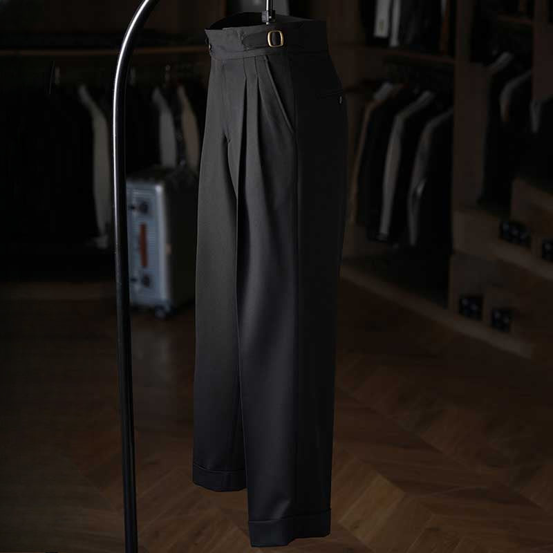 Italian Paris Buckle Loose Straight Business Suit Trousers