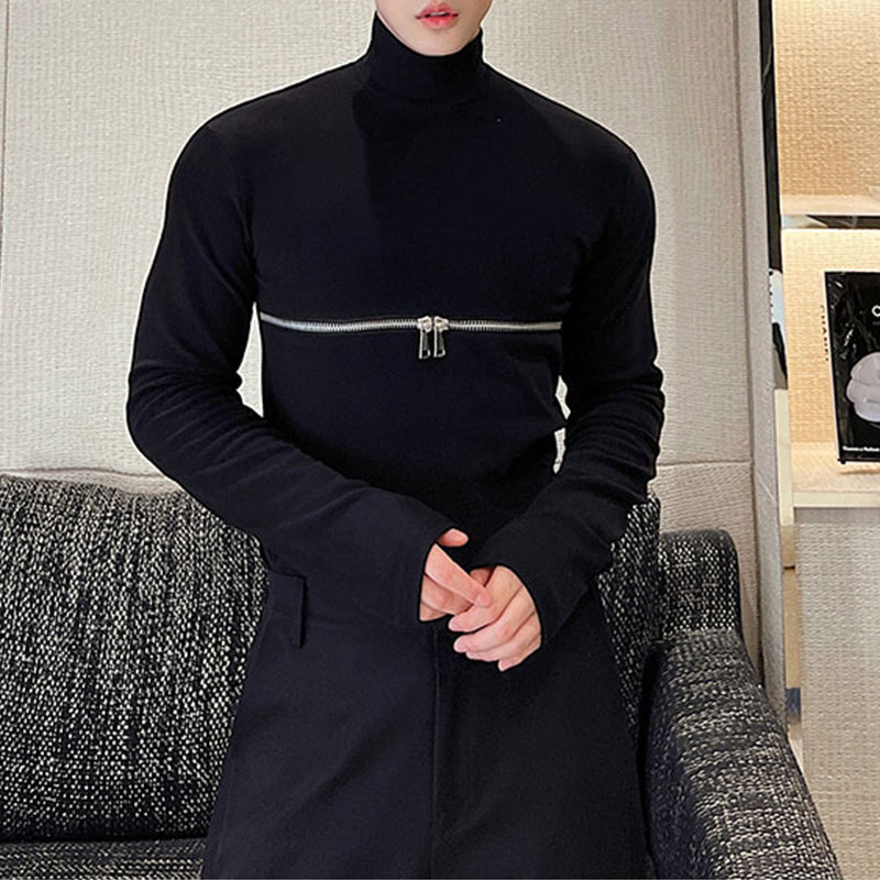Long Sleeve Turtleneck Zip T-Shirt