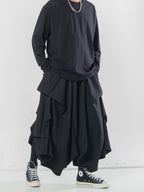 Multi-layered Pleated Cropped Wide-leg Pants Hakama