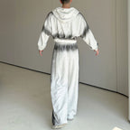 Retro Gradient Color Hooded Short Sweatshirt Wide-leg Pants Two-piece Set