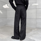 Simple Straight Leg Solid Color Wide Leg Trousers