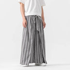 Vintage Striped Linen Thin Loose Wide Leg Culottes