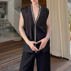 Gypsophila Brocade Rhinestone Sleeveless Shirt Vest