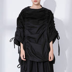 Drawstring Strap Pleated T-Shirt