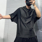 Striped Batwing Sleeve Turtleneck Shirt