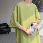 V-neck Ice Silk Loose Short-sleeved T-shirt