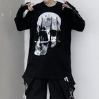 Dark Skull Print Slim Fit Long Sleeve Top