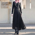 High Waist Lace Embroidered A-line Skirt