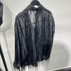 Fringe See-through Loose Casual Shirt