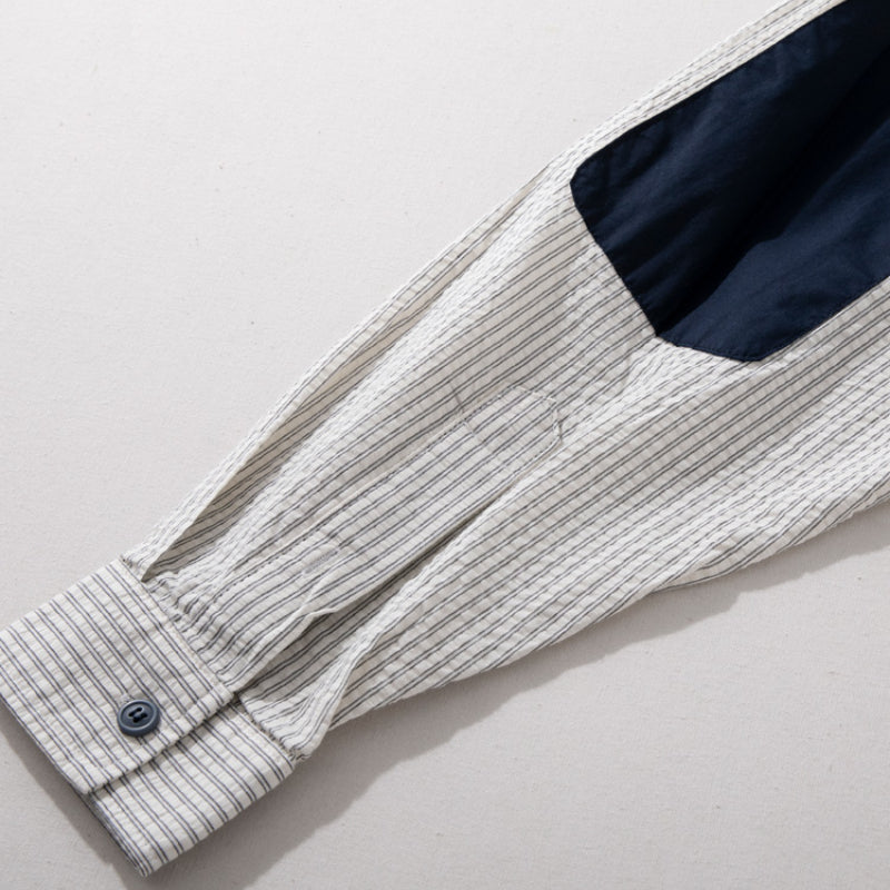 Japanese Striped Retro Patchwork Loose Casual Shirt