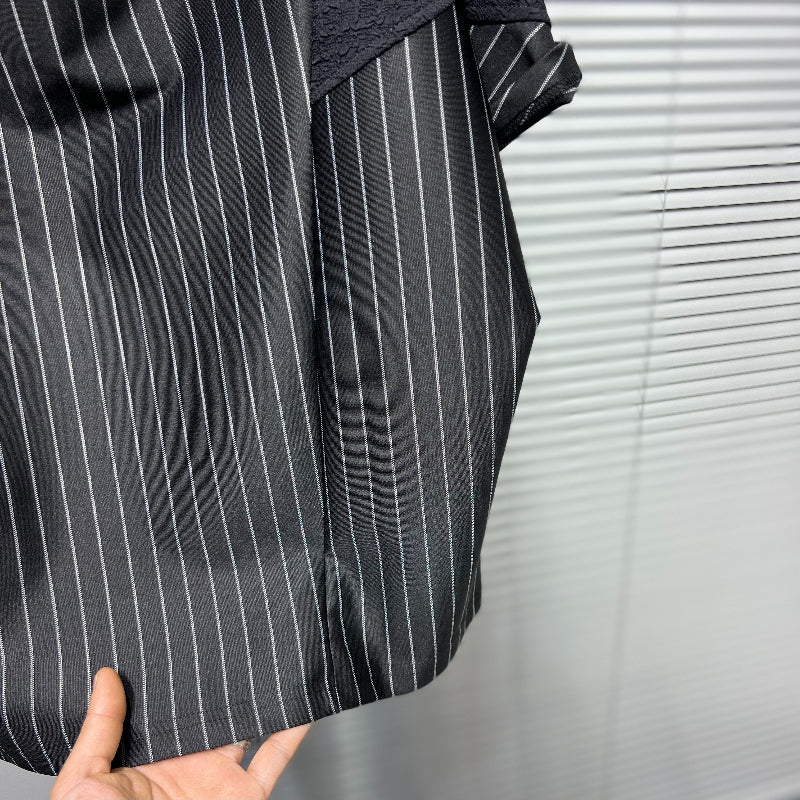 Striped Batwing Sleeve Turtleneck Shirt