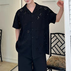 Summer Hollow Cuban Collar Loose Shirt