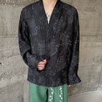 Retro V-neck Printed Casual Long-sleeved Shirt