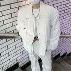 Rivet Shoulder Padded Loose Short Lapel Jacket