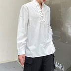 Tie-strap Casual Pullover Shirt