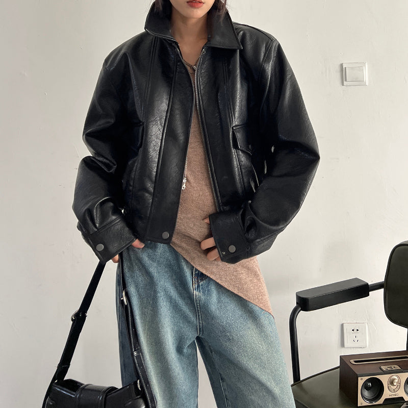 Short Vintage Leather Jacket