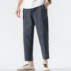 Cotton and Linen Striped Pants