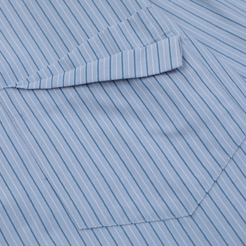 Japanese Retro Pocket Striped Shirt
