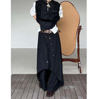 Irregular Drape Wide-Leg Trousers