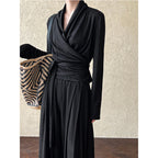 Irregular One-shoulder Waisted Pleated Top Wide-leg Pants Two-piece Set