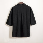 Cotton and Linen Jacquard Vintage Half Sleeve Shirt