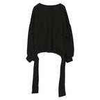 Loose Sweatshirt with Bow Ties And Lantern Sleeves