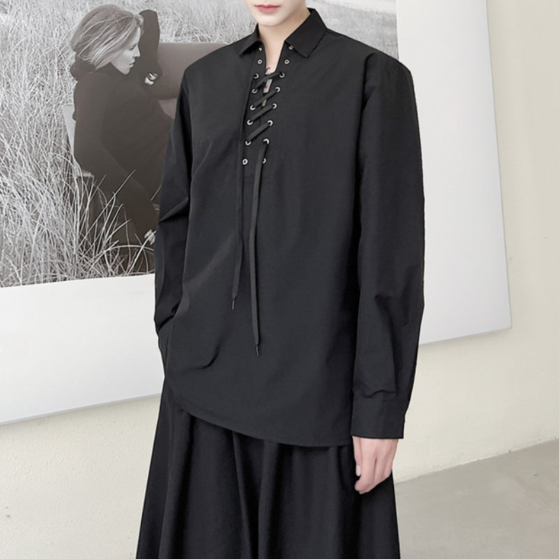 Tie-strap Casual Pullover Shirt