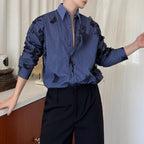 Vintage Butterfly Lace Mesh Splicing Plaid Shirt