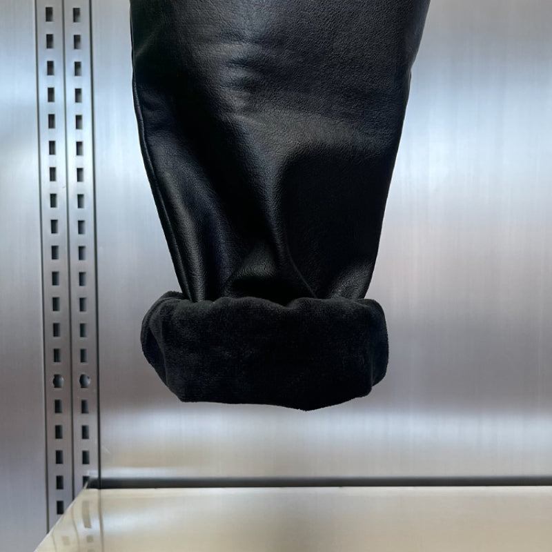 Thickened PU Stitching Small-leg Leather Pants