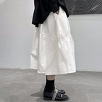 Asymmetric Elastic Waist A-Line Skirt