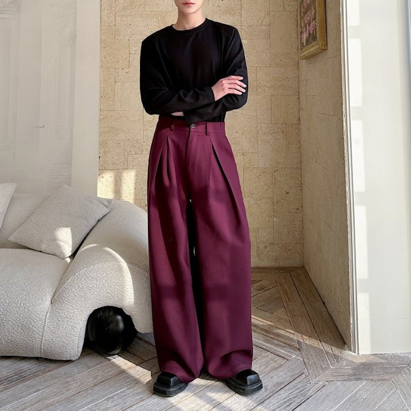 Drape Wide-leg Casual Suit Trousers