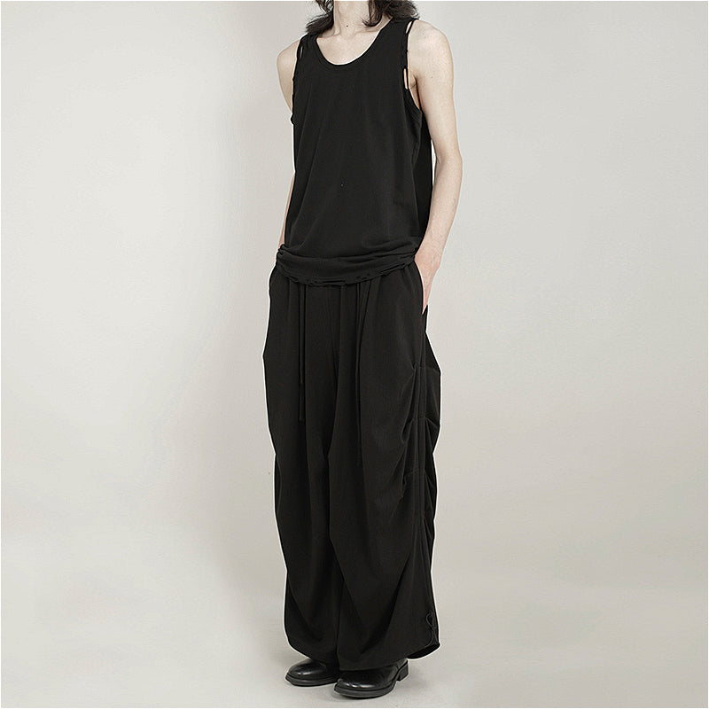 Japanese Style Pleated Casual Loose Long Wide-leg Pants
