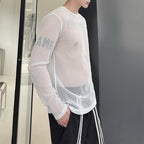 Mesh Hollow Sheer Cover-up T-Shirt