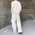 Retro Embroidered Sweatshirt and Wide-leg Trousers Two-piece Set