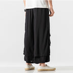 Japanese Style Cotton and Linen Side Strap Two-piece Culottes
