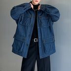 Denim Multiple Pockets Cargo Jacket
