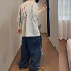 Retro Loose Sports Mesh Hollow Print T-shirt