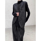 Denim Waistcoat Asymmetric Arc Cardigan Vest