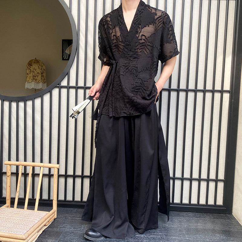 Hollow Floral Strap Vintage Shirt